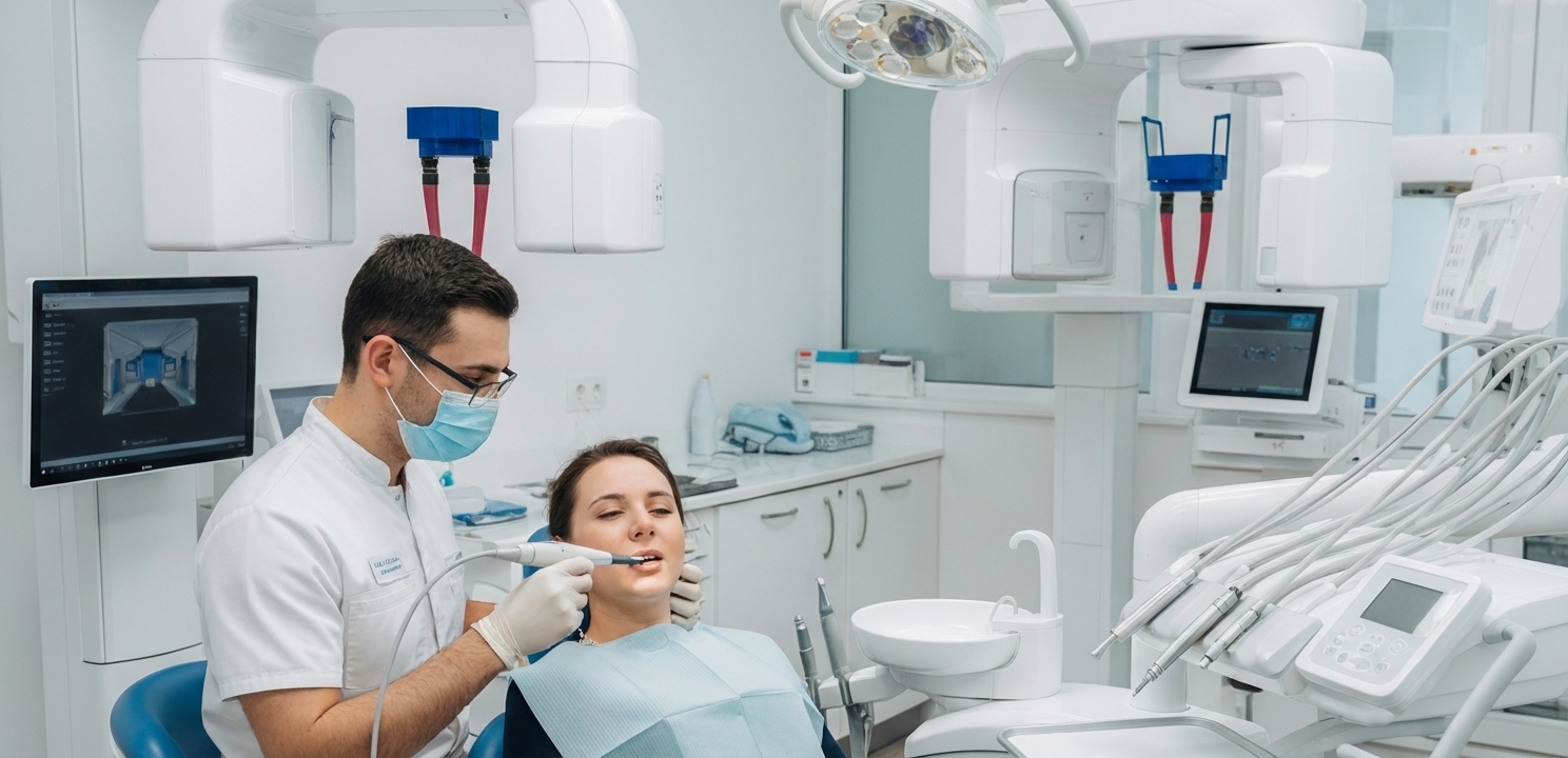 Dentist in Turkey using advanced technology like CAD/CAM systems for high-quality patient care.