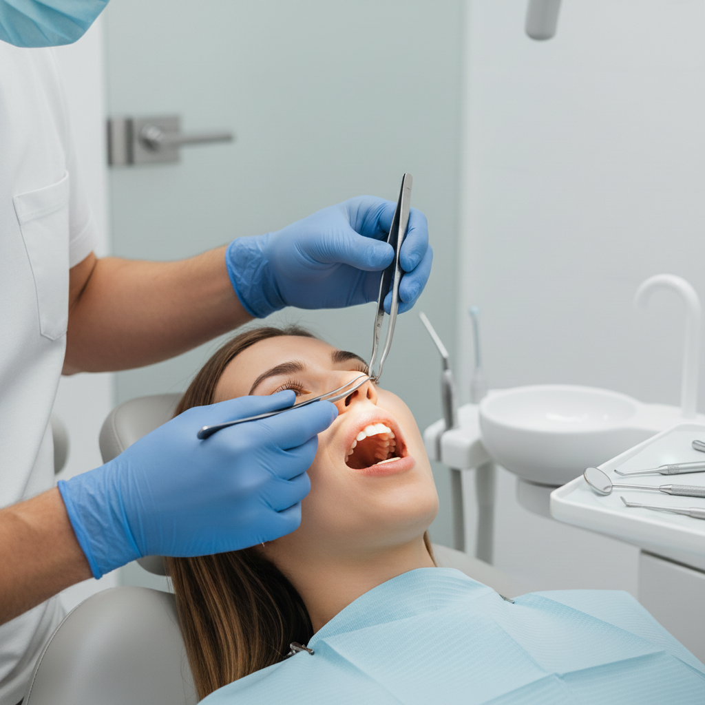 Zirconium Crowns Cost NZ: A dentist precisely places a durable, aesthetic zirconium crown for a patient.