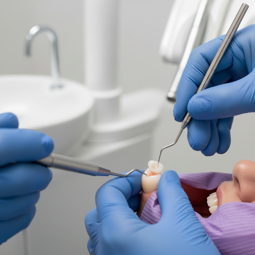 Dental Crown Cost New Zealand: Dentist carefully placing a durable permanent crown on a patient's tooth.