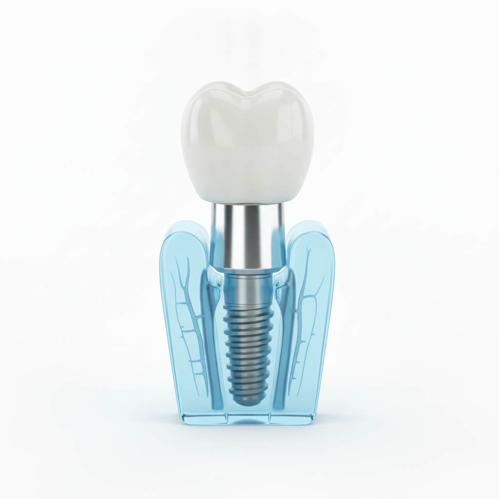 Dental implant components, bone integration concept Dental Bridges vs Implants NZ: Understanding the sophisticated structure and integration of a dental implant solution