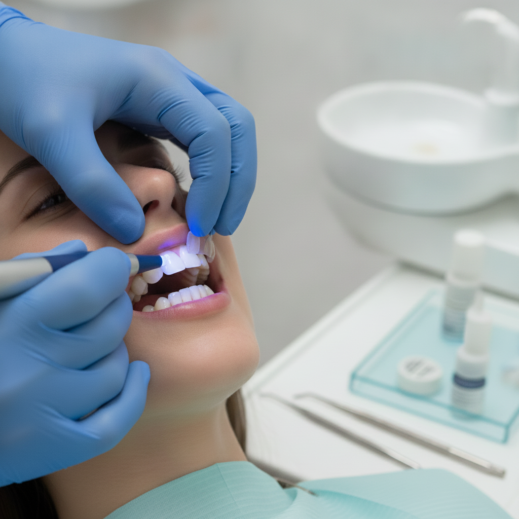 Veneers Cost in Wellington – a skilled dentist precisely bonding a porcelain veneer for a radiant smile.