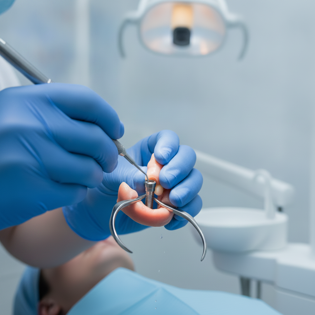 Dental Implants in Wellington: A skilled dentist surgically placing titanium implant into the jawbone with precision