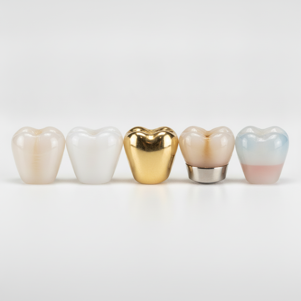 Variety of Dental Crown Material Options Dental Crowns Christchurch: Exploring diverse materials like porcelain, zirconia, and metal for effective tooth restoration options.